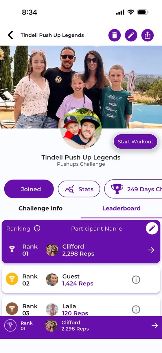 Push-up challenge in the Core Direction app
