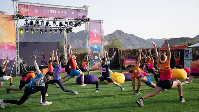 Group taking part in a fitness challenge